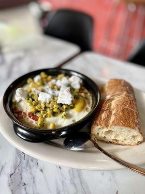 Baked Eggs! Vegan feta