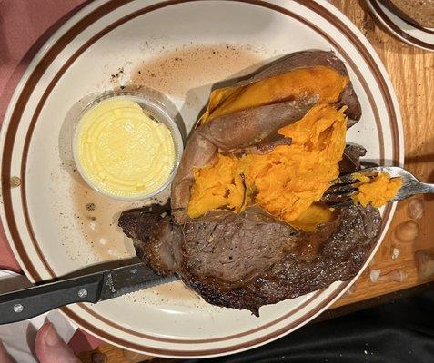 Ribeye with sweet potato