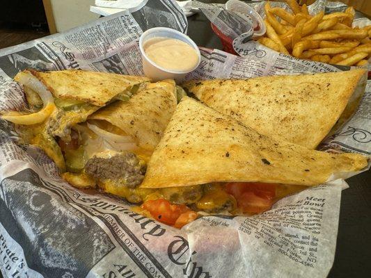 Cheeseburger Quesadilla (10/10!!)  A+