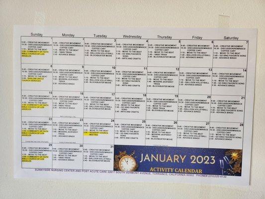 Activity Calendars for Patients