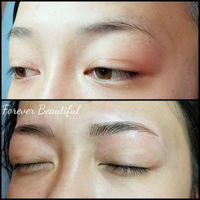 Microblade eyebrows before & after