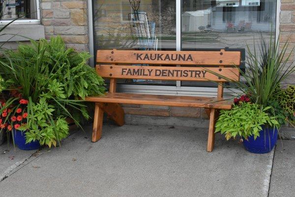 Come sit on our bench outside!