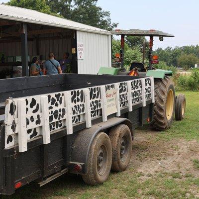 The tractor pulled wagon for tours. Call or check the website for availability and pricing.