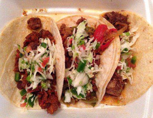 Corn Tortilla Tacos (Beef Tongue, Chicken, Barbacoa Beef)