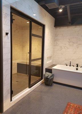 Custom designed steam shower enclosure.