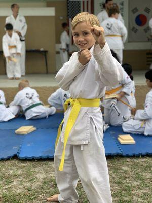 Getting his yellow belt!!