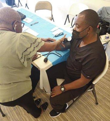 A nurse educator advises a caregiver on how to analyze blood pressure readings.