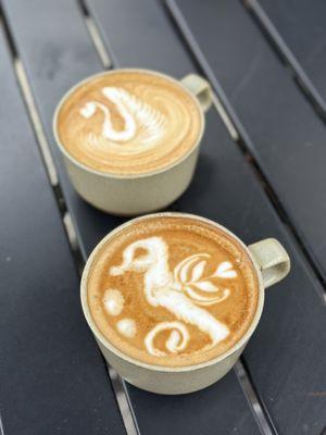 Latte with a cute seahorse