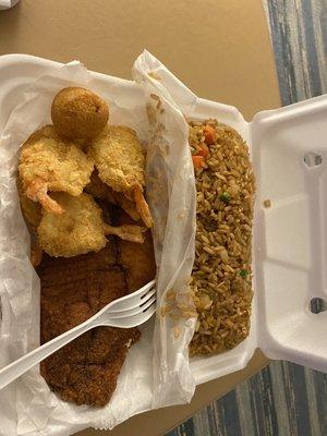 Shrimp Fried Rice Fried Tilapia  6 Pieces Butterfly Shrimp