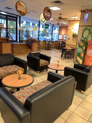 This subway has a lounge area