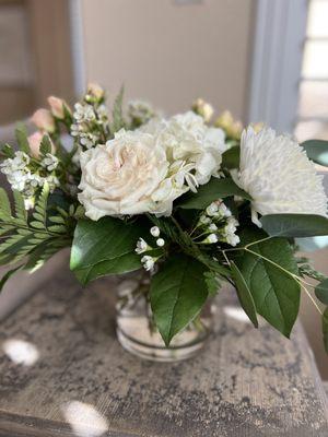 My birthday pretty flower arrangement from my son! Thanks!