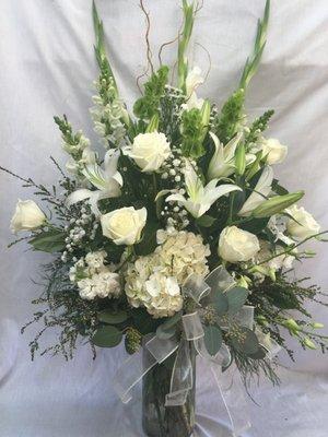 All-white, large sympathy arrangement