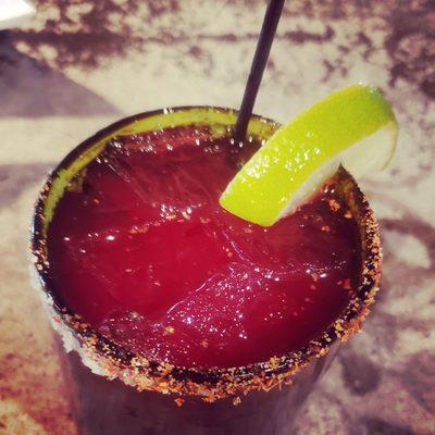 Ghost pepper beet margarita!  So delicious!!