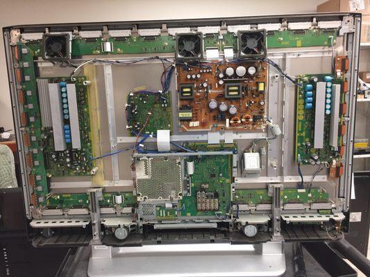 We do in-home and carry-in repairs. Here is the inside of a Panasonic Plasma we are doing repairs on.