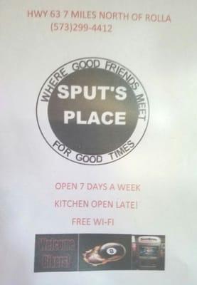 Sputs Place Menu