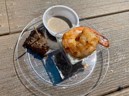 Lamb chop and jumbo shrimp with grits at San Antonio Brunch Festival.