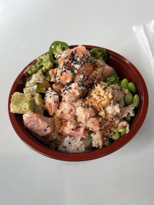 Regular Poke Bowl with 3 Proteins