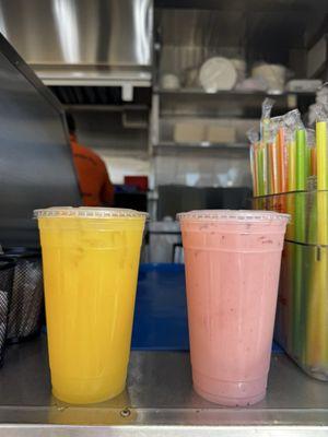 Mango on the left and strawberry Horchata on the right