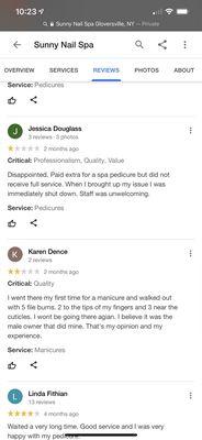 Some more reviews from google