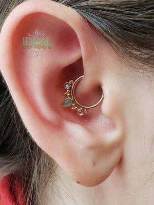 A beautifully healed daith piercing