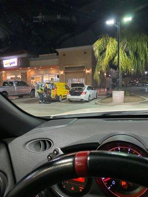 Mom's first flat tire in her Altima. Fortunately she was near a gas station!