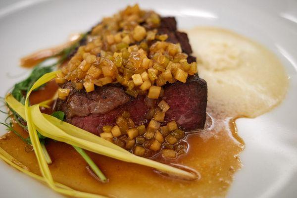 American Wagyu chuck eye w/ matignon, and shiso bernaise