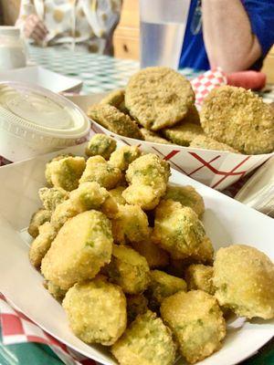 Fried okra and fried zucchini