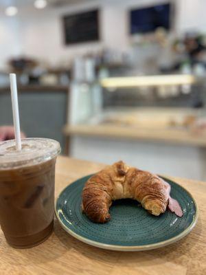 Ham Cheese Croissant Iced Coffee