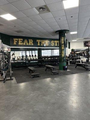 Football workout room.