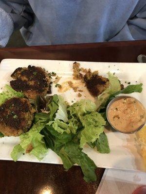 Crab cakes and side salad