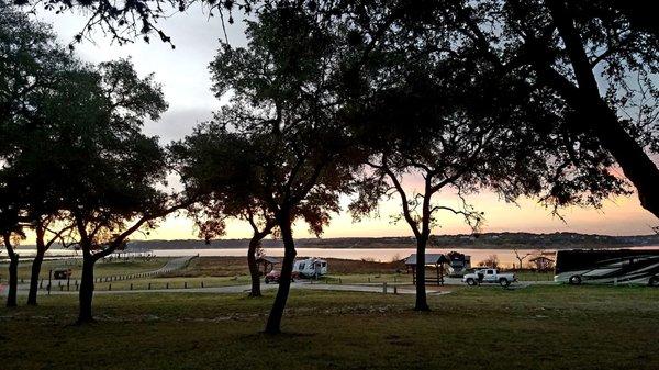 Sunrise behind our 5th wheel