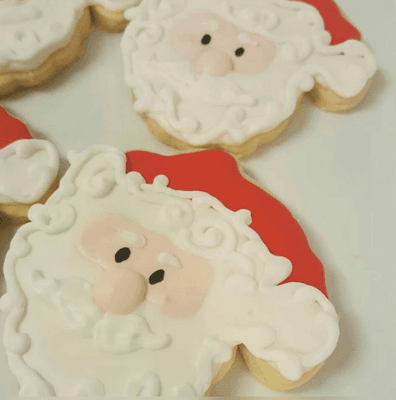 Custom butter cookies in the shape of Santa - 12ct