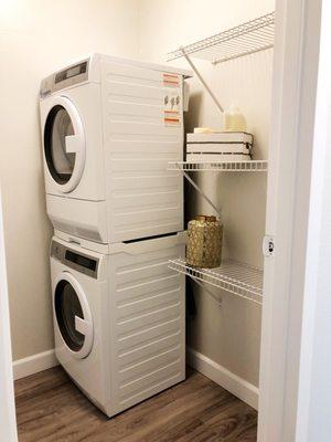 Select apartments have full size washers and dryers in their own mini laundry rooms.