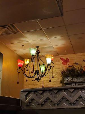 Colorful Lightning in El Charro Restaurant on Taco Tuesday 3/5/2024...their Decor is blah needs remodeling.