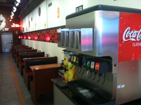 Coke dispenser and back seating.