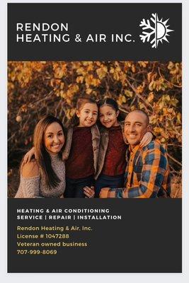 Meet my family! We are locals to Vacaville and here to ensure your heating and air conditioning needs are met! Give us a call!