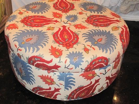 Custom ottomans. Variety of fabrics to choose from.