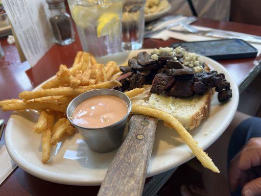 Open Face Hanger Steak Sandwich