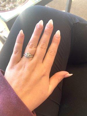 SNS nails with tips.