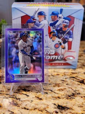 2022 Topps Chrome Update - Julio Rodriguez Purple Parallel Rookie Card.  Pulled from just 1 Target Exclusive Box.