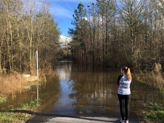 Flooding of the trail near Horseshoe Farm Park