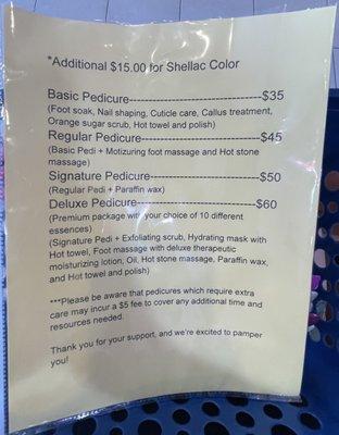 Pedicure prices 06.10.23