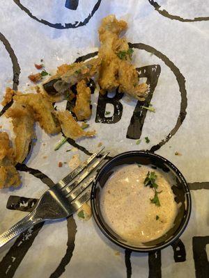 Oops!  I should have remembered to take the pic of fried pickles BEFORE we ate most of them.