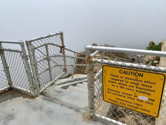 The stairs you have to trek up and down to arrive at the lighthouse.