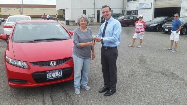 Another satisfied customer with her 2013 Certified Pre-Owned Honda Civic! Congratulations Mrs. Varga on your new ride!