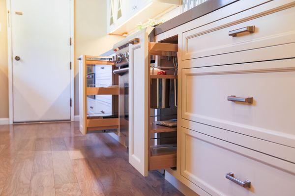 Inset kitchen designed by Studio H Designs, Inc. with Crystal Cabinets