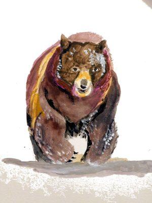 acrylic brown bear on water color paper