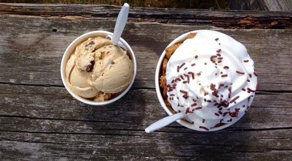 Honey gram ice cream on the left and a bee wild sundae on the right- either one is a win.