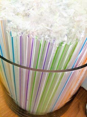 Beautiful bubble tea straws in rainbow of colors.