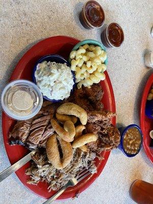 3 meat plate, chicken tenders were a bit overdone.